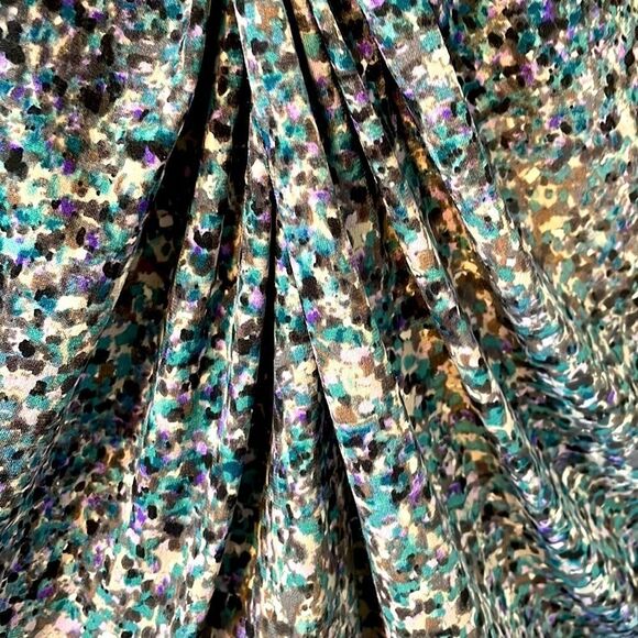 Liz Claiborne v-neck twist detail long sleeve abstract print stretchy blouse L - Picture 7 of 9